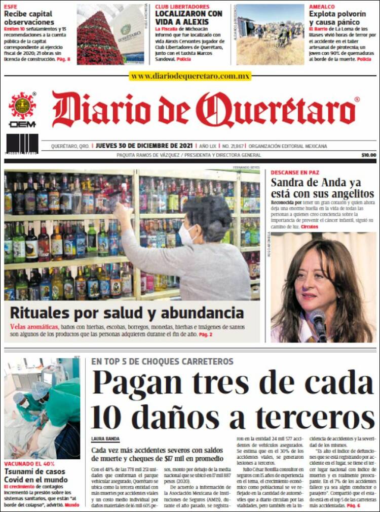 Portada de Diario de Querétaro (México)