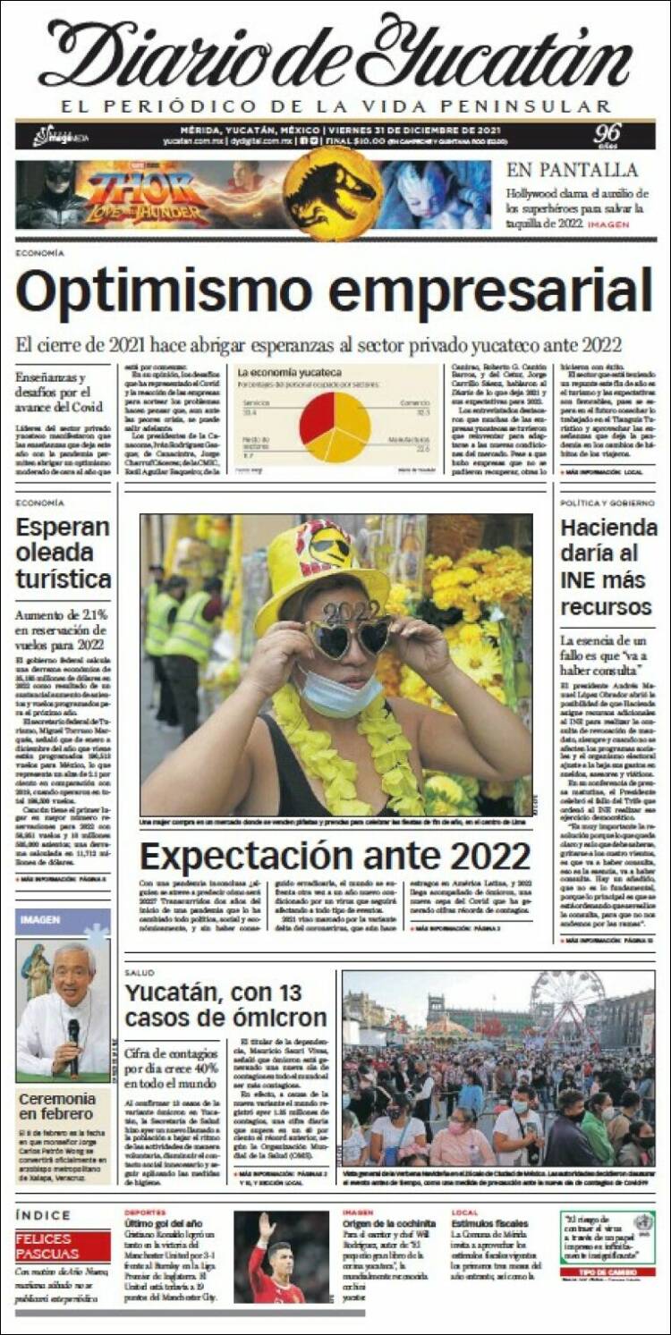 Portada de Diario de Yucatán (México)