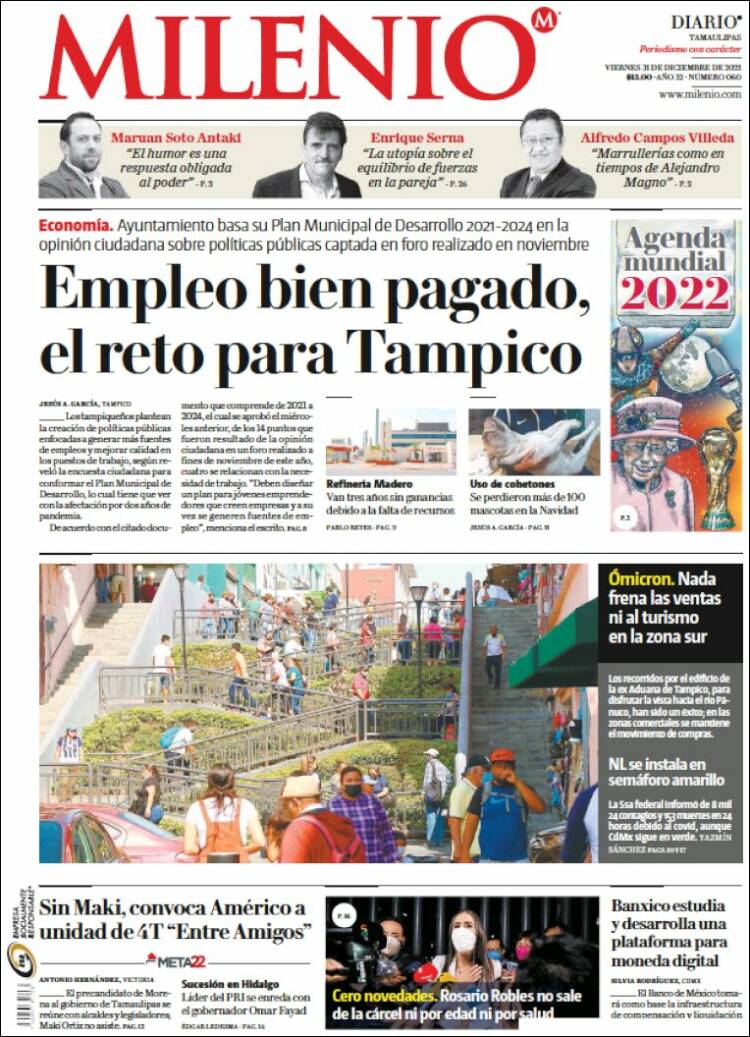 Portada de Milenio - Tamaulipas (México)