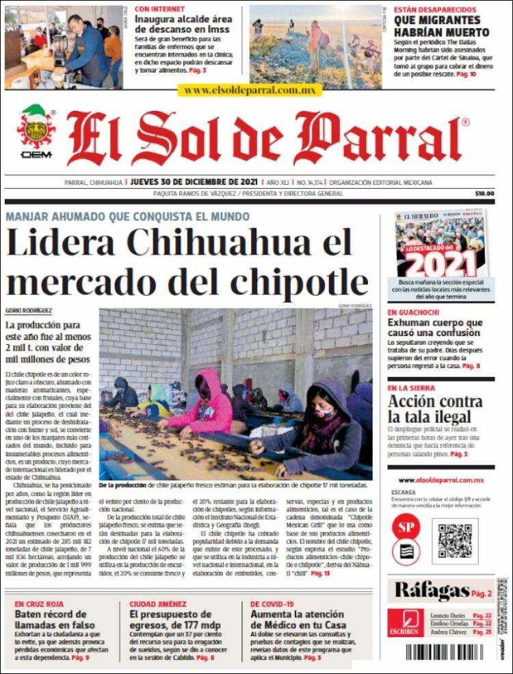 Portada de El Sol de Parral (México)