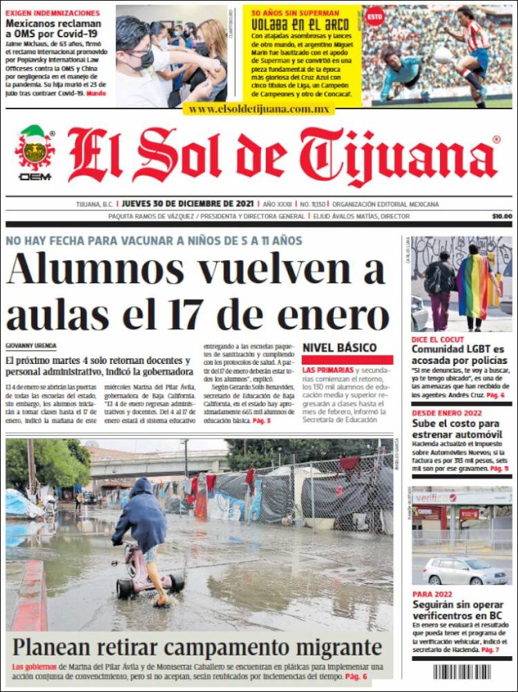 Portada de El Sol de Tijuana (México)