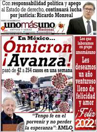 Portada de unomásuno (México)