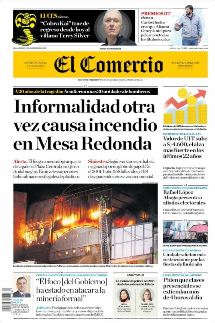 Portada de El Comercio (Per&uacute;)