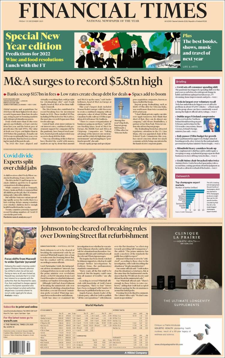 Portada de Financial Times (Reino Unido)