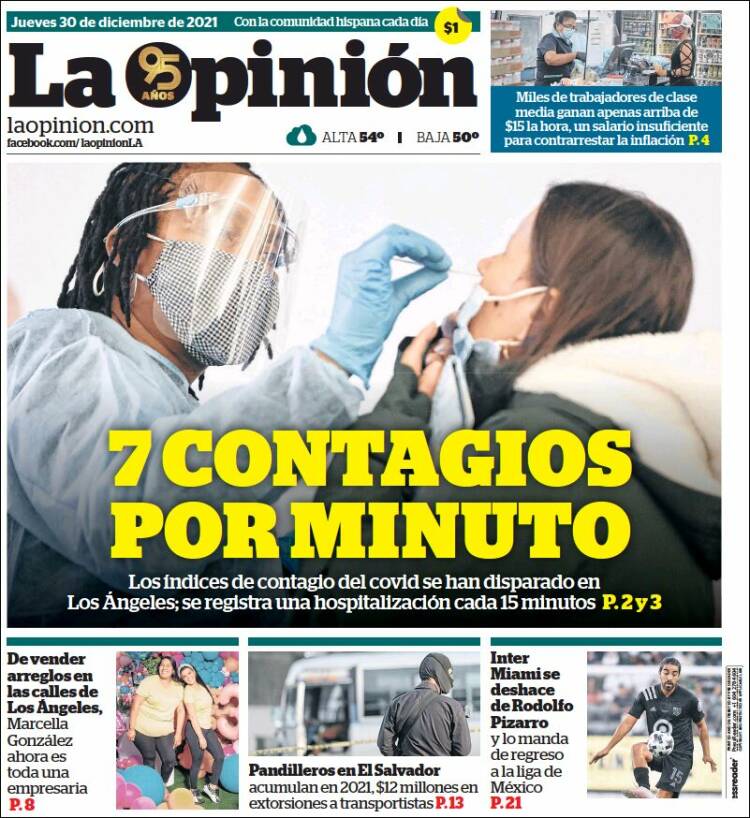 Portada de La Opinión (USA)