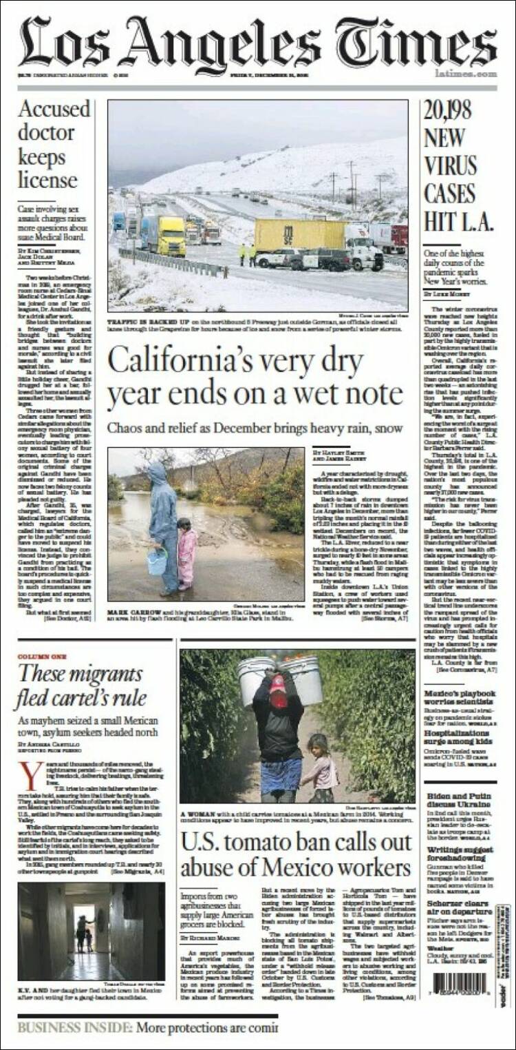 Portada de Los Angeles Times (USA)