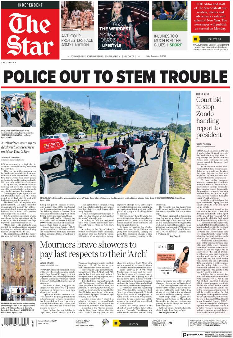 Portada de The Star (Sud&aacute;frica)