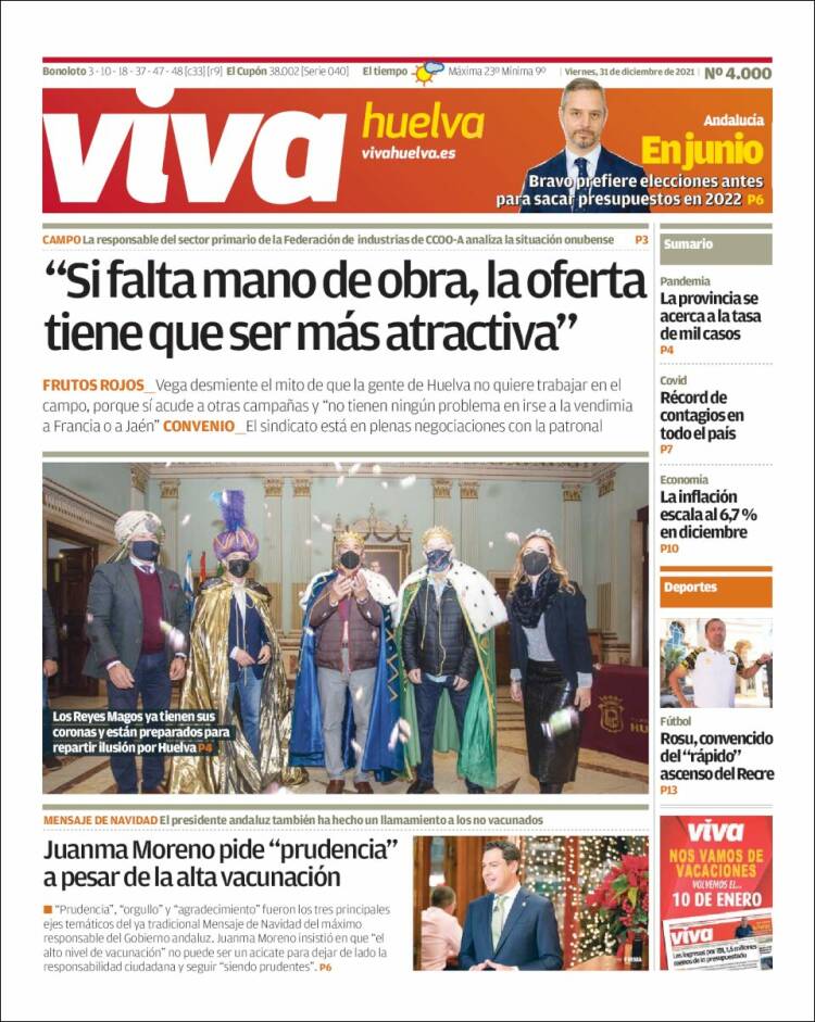 Portada de Viva Huelva (España)