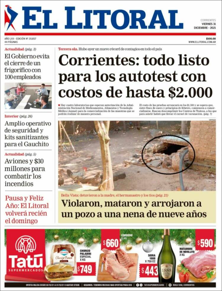 Portada de El Litoral Corrientes (Argentina)