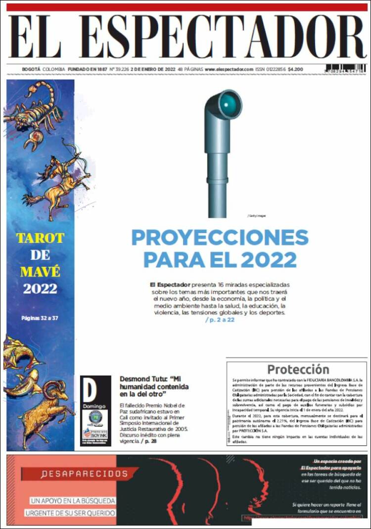 Portada de El Espectador (Colombia)