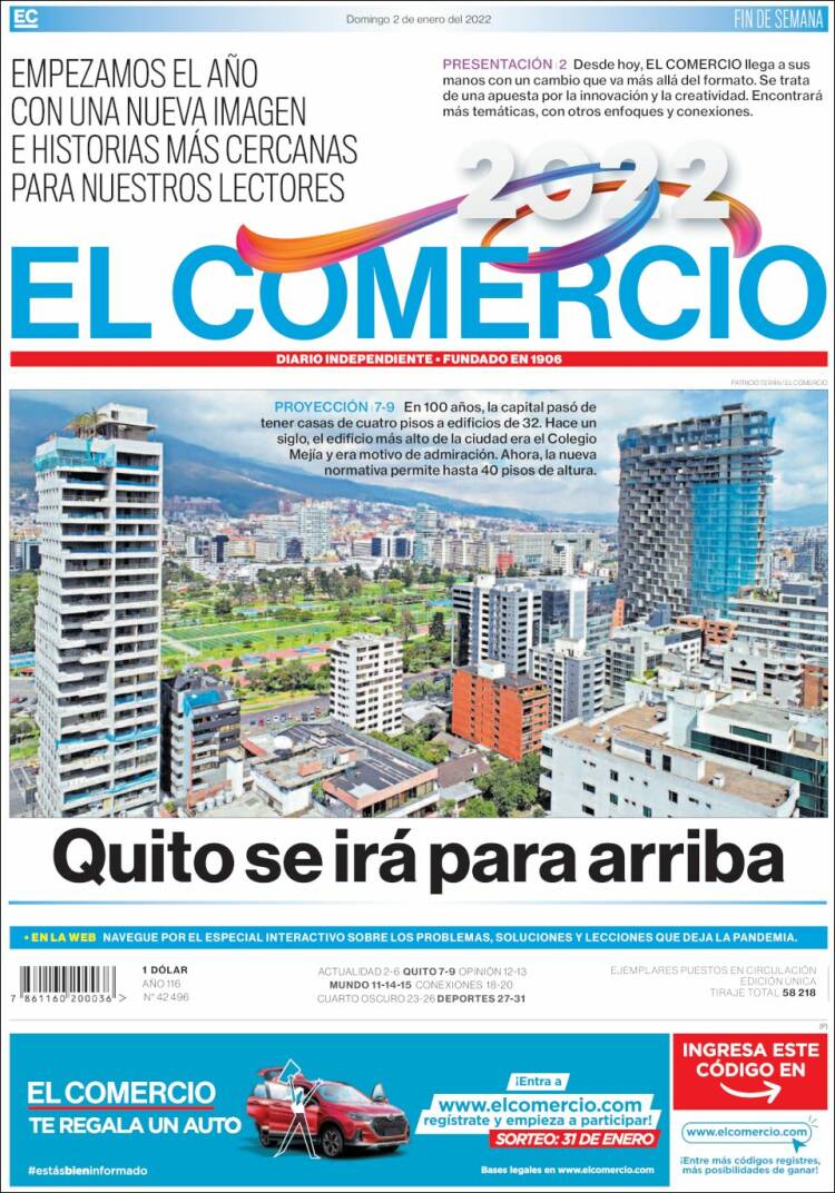 Portada de El Comercio (Ecuador)