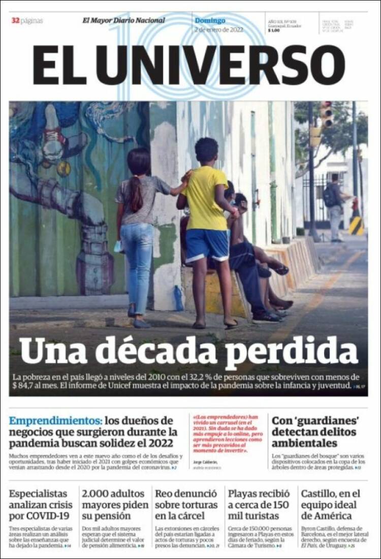 Portada de El Universo - Ecuador (Ecuador)