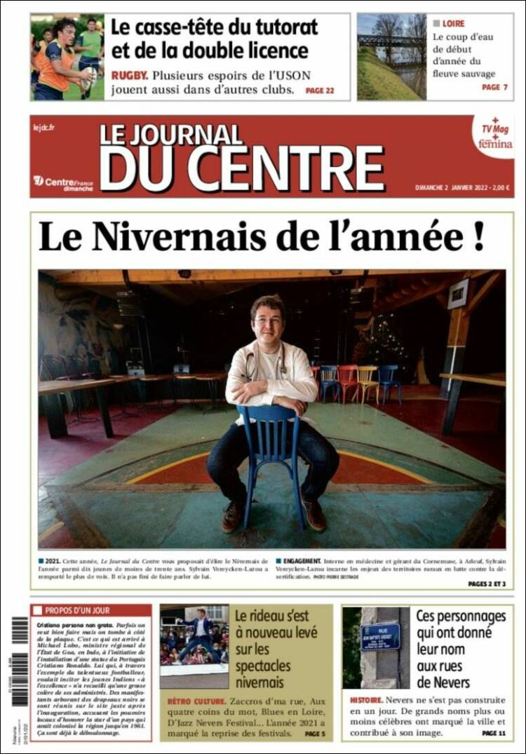 Portada de Le Journal du Centre (Francia)