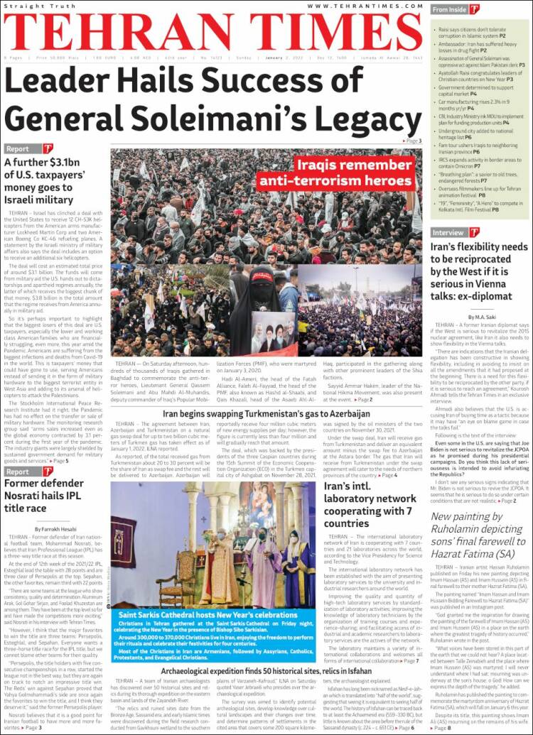 Portada de TehranTimes (Ir&aacute;n)