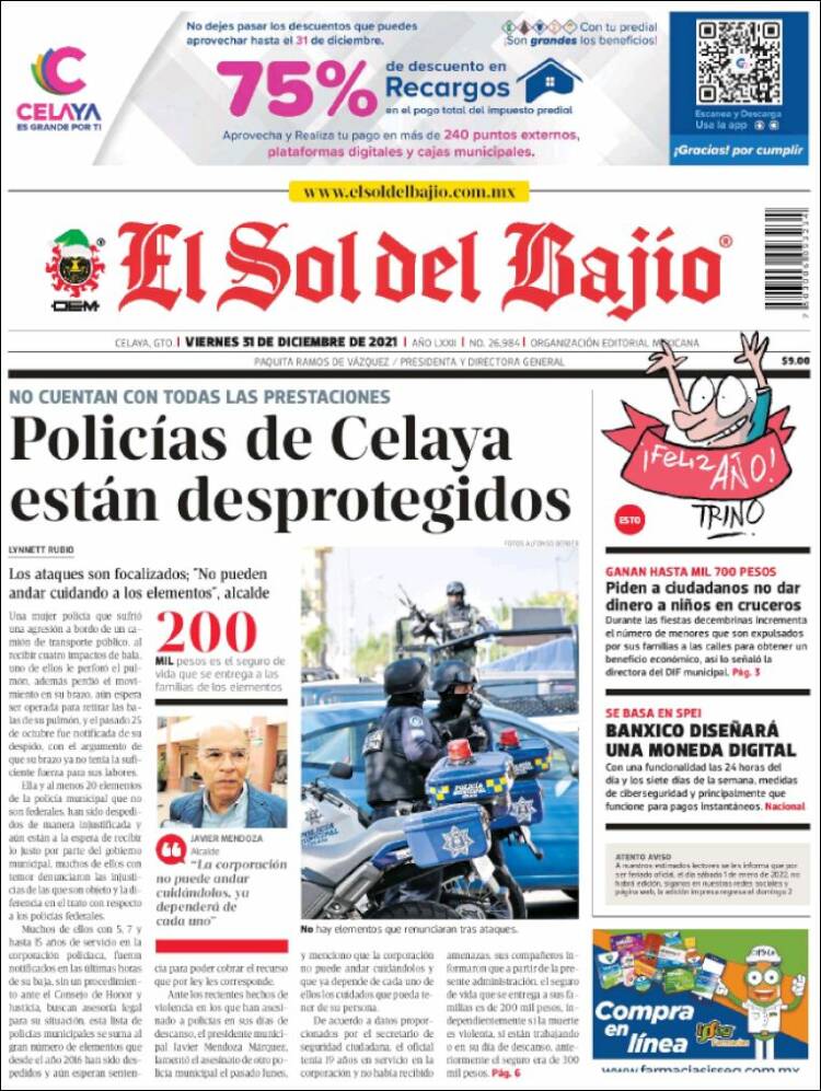 Portada de El Sol del Bajio (México)