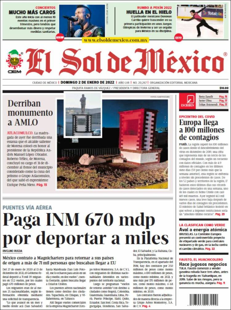 Portada de El Sol de México (Mexico)