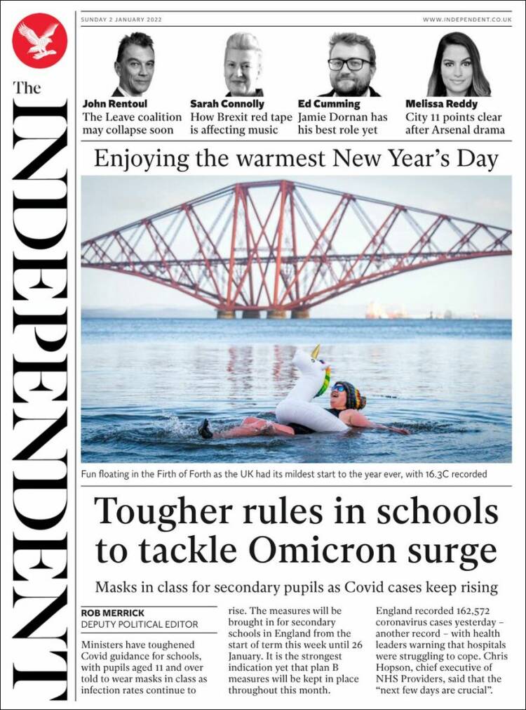 Portada de The Independent (Reino Unido)