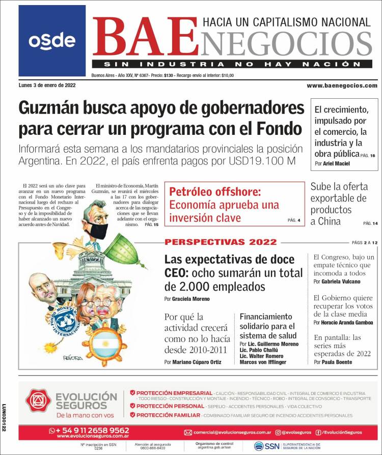 Portada de Buenos Aires Económico (Argentina)