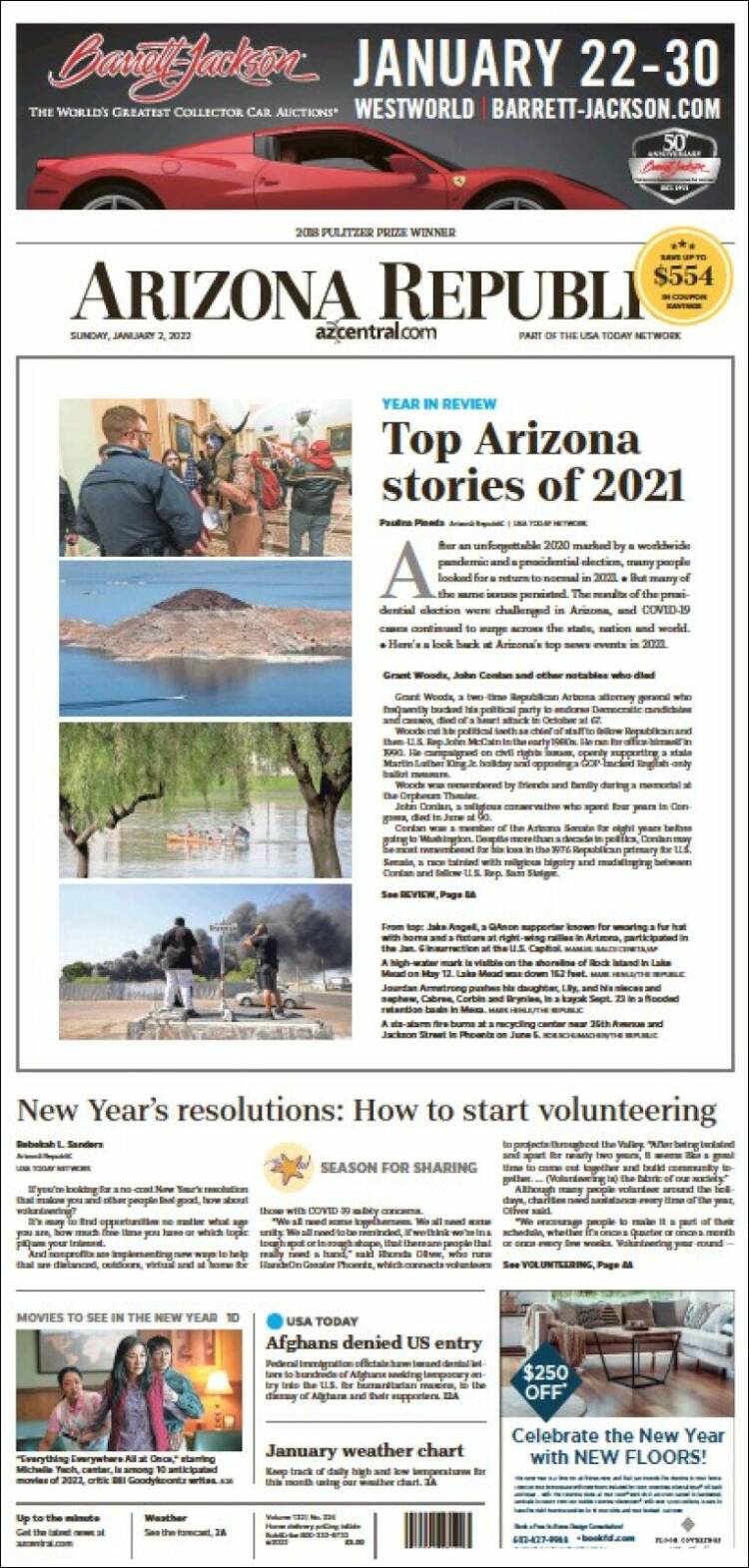 Portada de Arizona Republic News (USA)