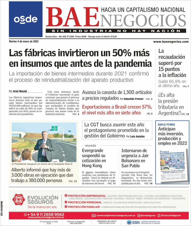 Portada de Buenos Aires Económico (Argentina)