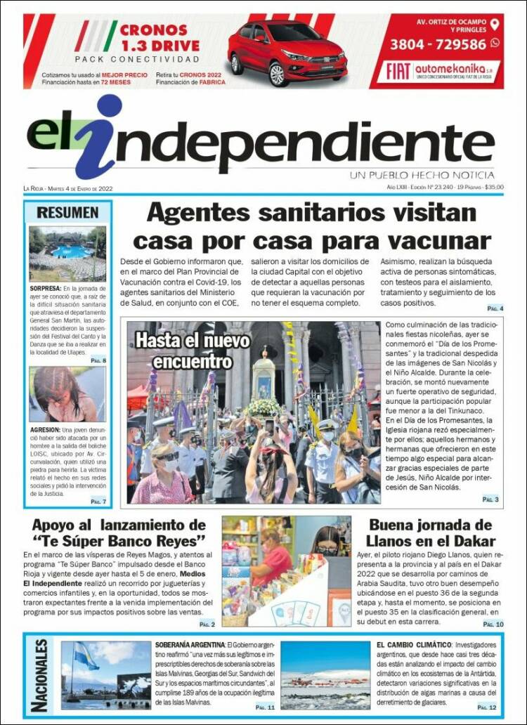 Portada de El Independiente (Argentina)