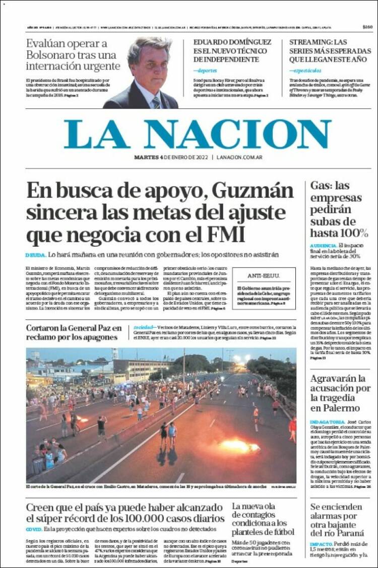 Portada de La Nación (Argentina)