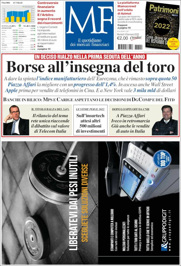 Portada de Milano Finanza (Italia)