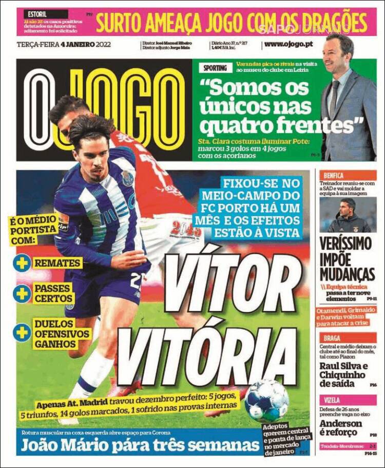 Portada de O Jogo (Portugal)