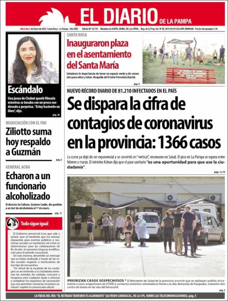 Portada de Diario de La Pampa (Argentina)