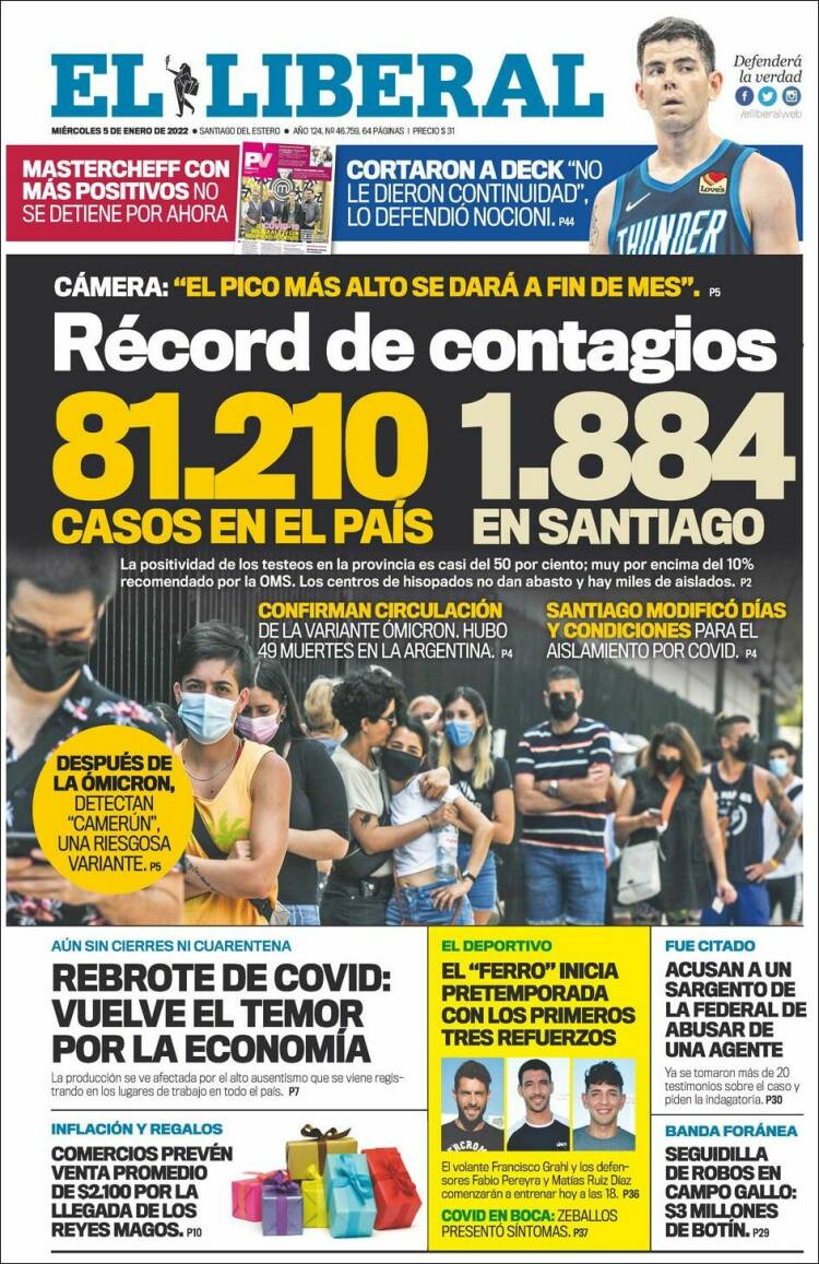 Portada de Diario El Liberal (Argentina)