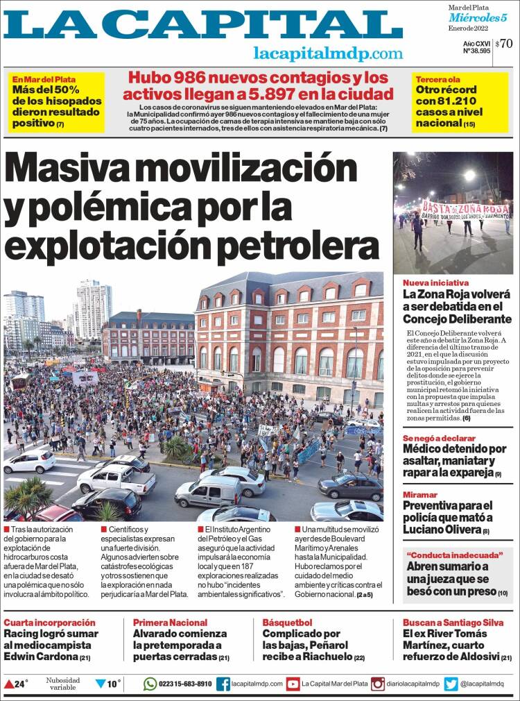 Portada de Diario La Capital - Mar del Plata (Argentina)
