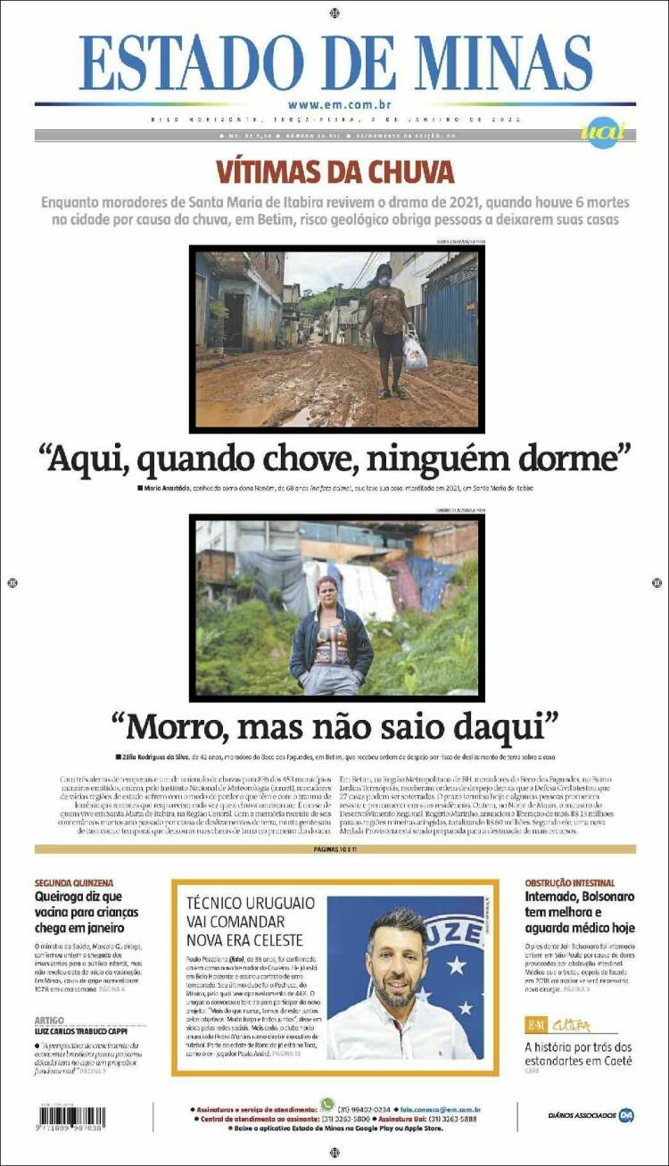 Portada de Jornal Estado de Minas (Brasil)