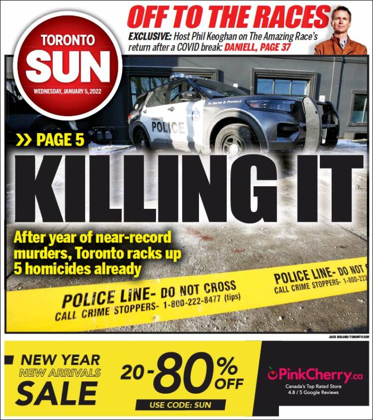 Portada de The Toronto Sun (Canad&aacute;)