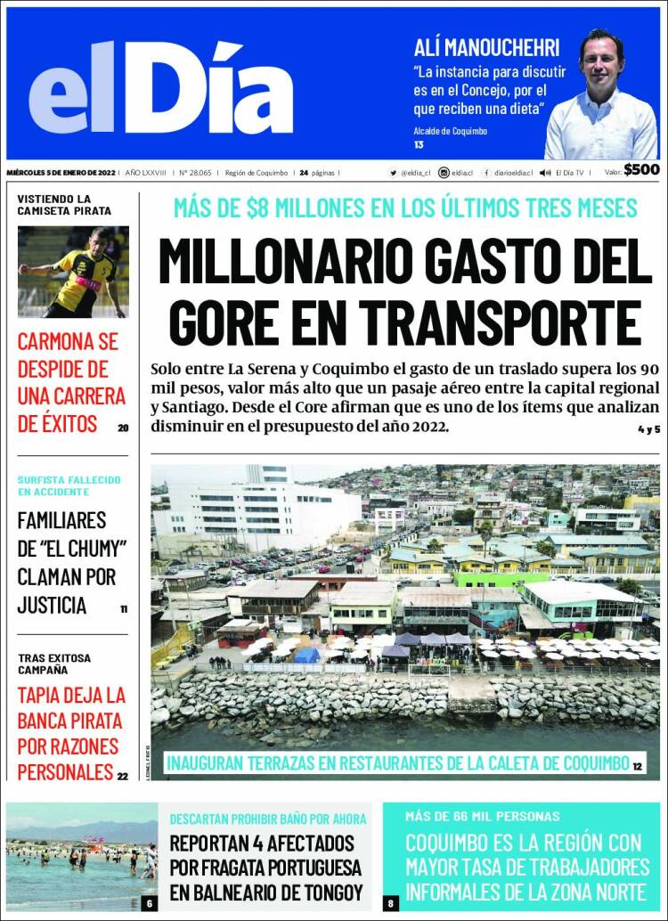 Portada de El Día (Chile)