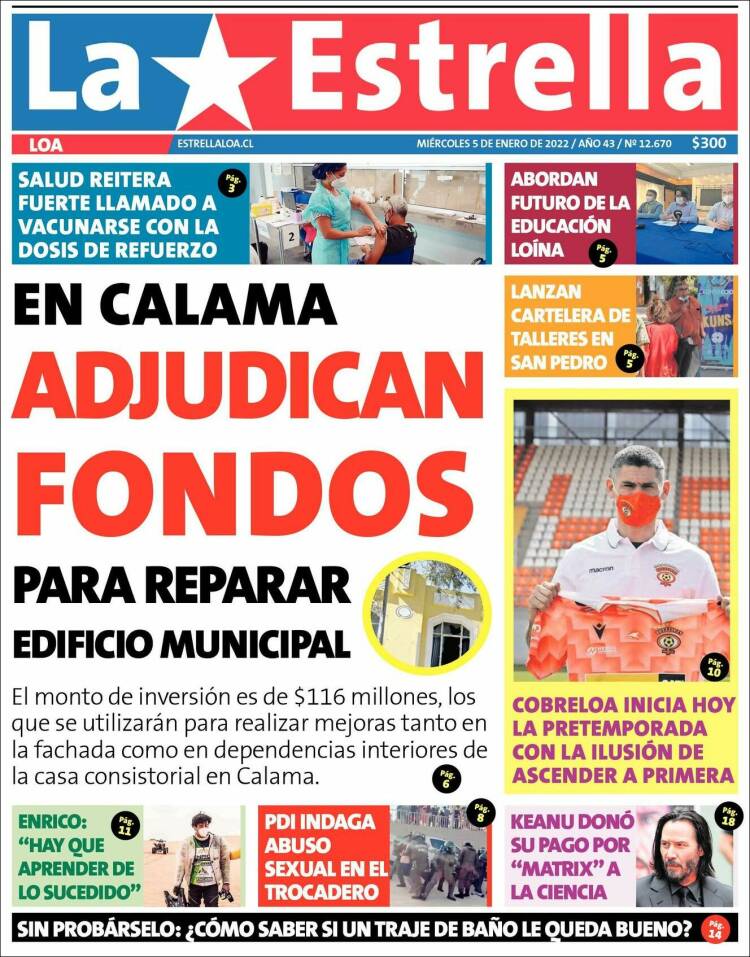 Portada de La Estrella de Loa (Chile)