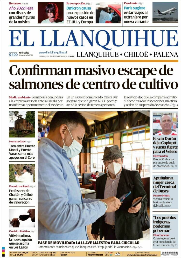 Portada de El Llanquihue (Chile)