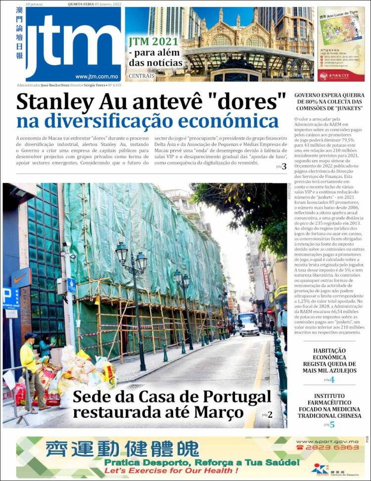 Portada de Jornal Tribuna de Macau (China)