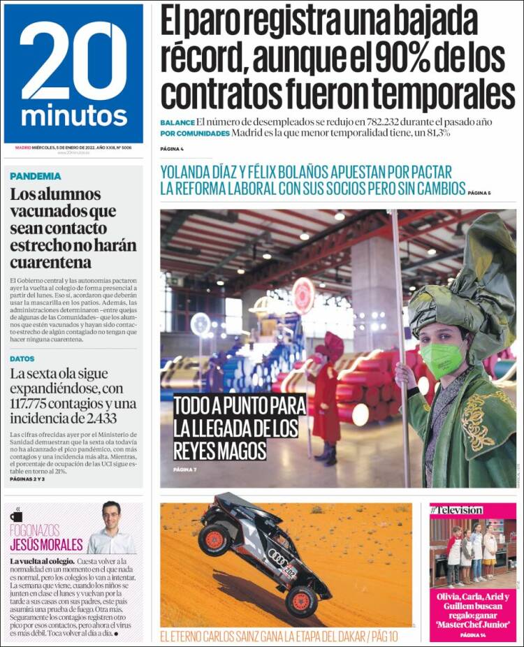 Portada de 20 Minutos - Madrid (Espa&ntilde;a)