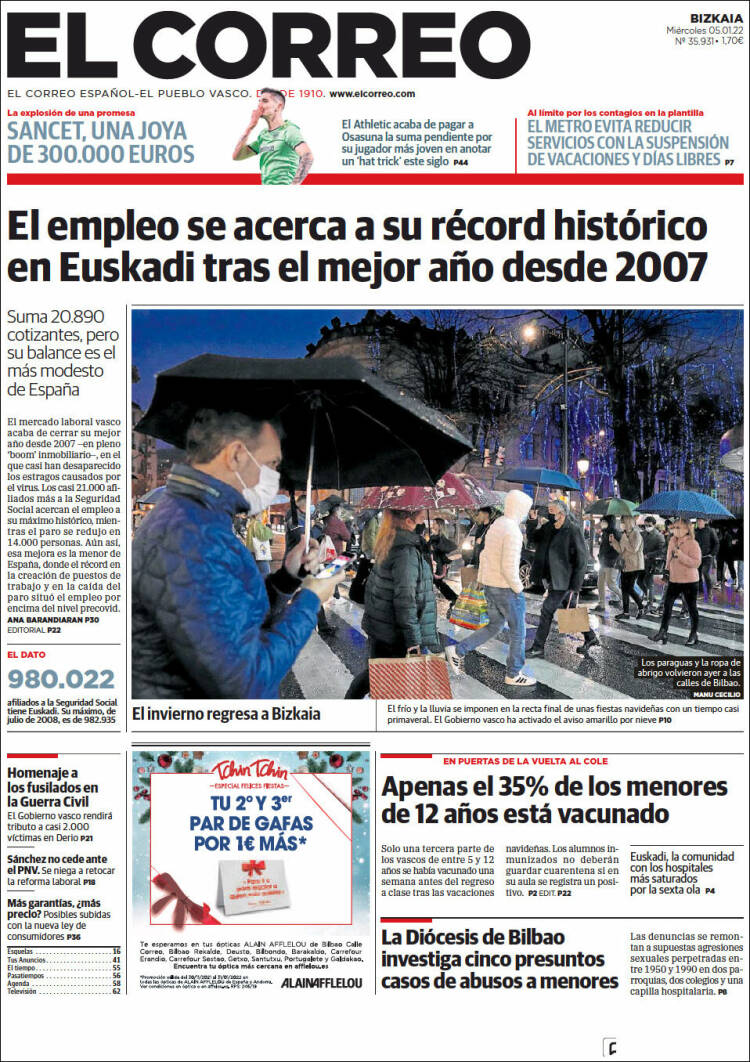 Portada de El Correo (Espa&ntilde;a)