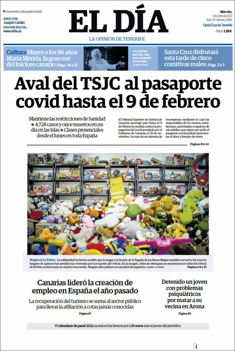 Portada de El Día (Espa&ntilde;a)