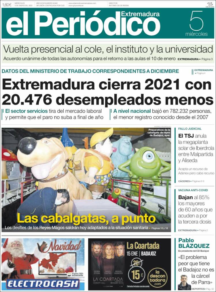 Portada de El Periódico de Extremadura (Espa&ntilde;a)