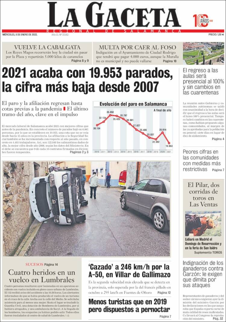 Portada de La Gaceta de Salamanca (Espa&ntilde;a)