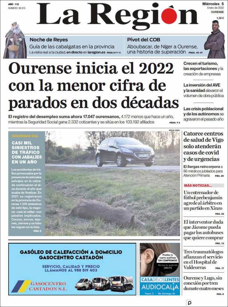 Portada de La Región de Ourense (Espa&ntilde;a)