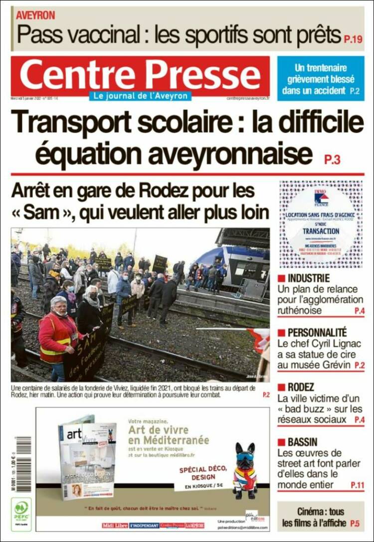 Portada de Centre Presse (Francia)