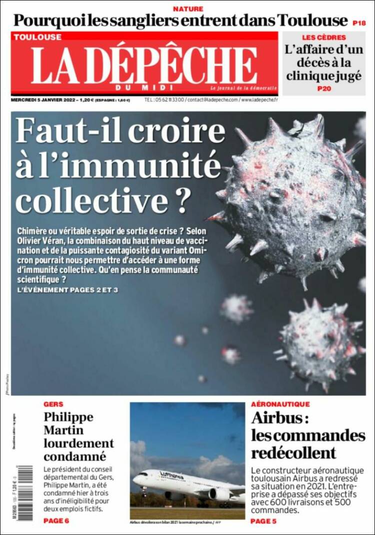 Portada de La Dépêche du Midi (Francia)