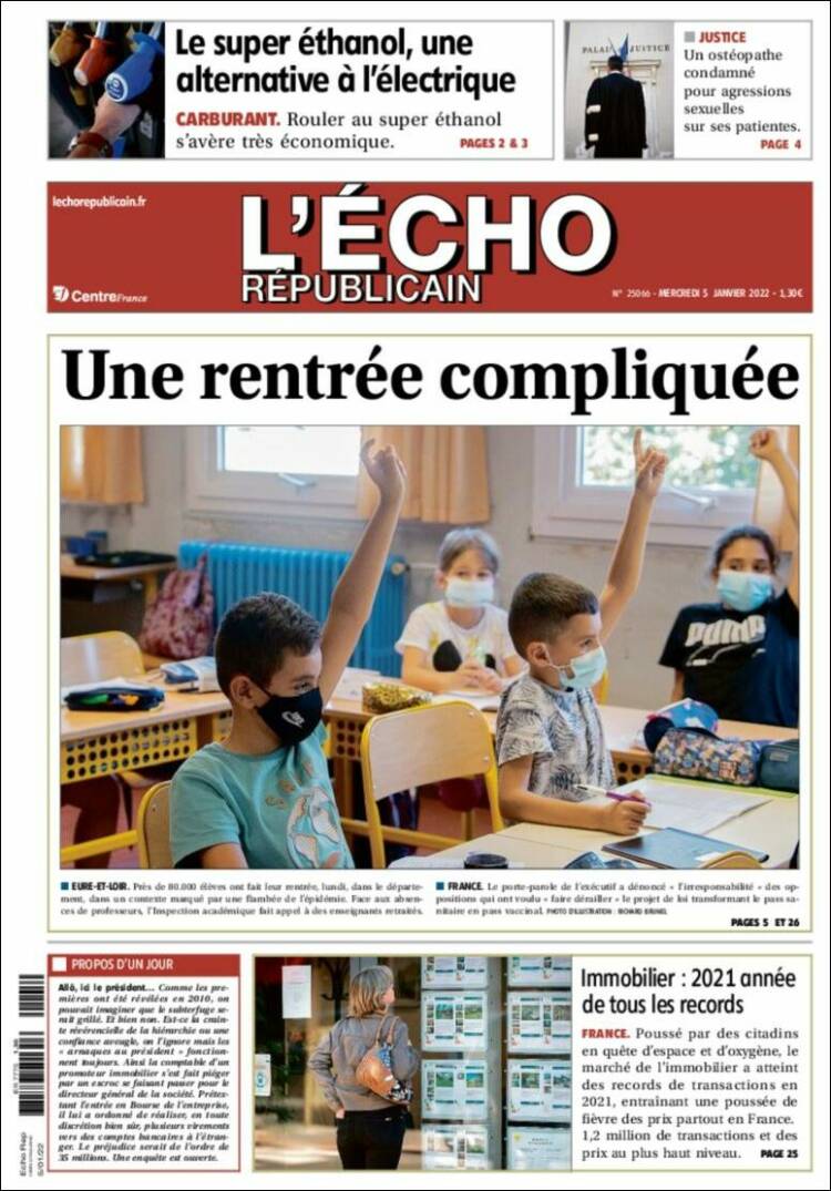 Portada de L'Echo Républicain (Francia)