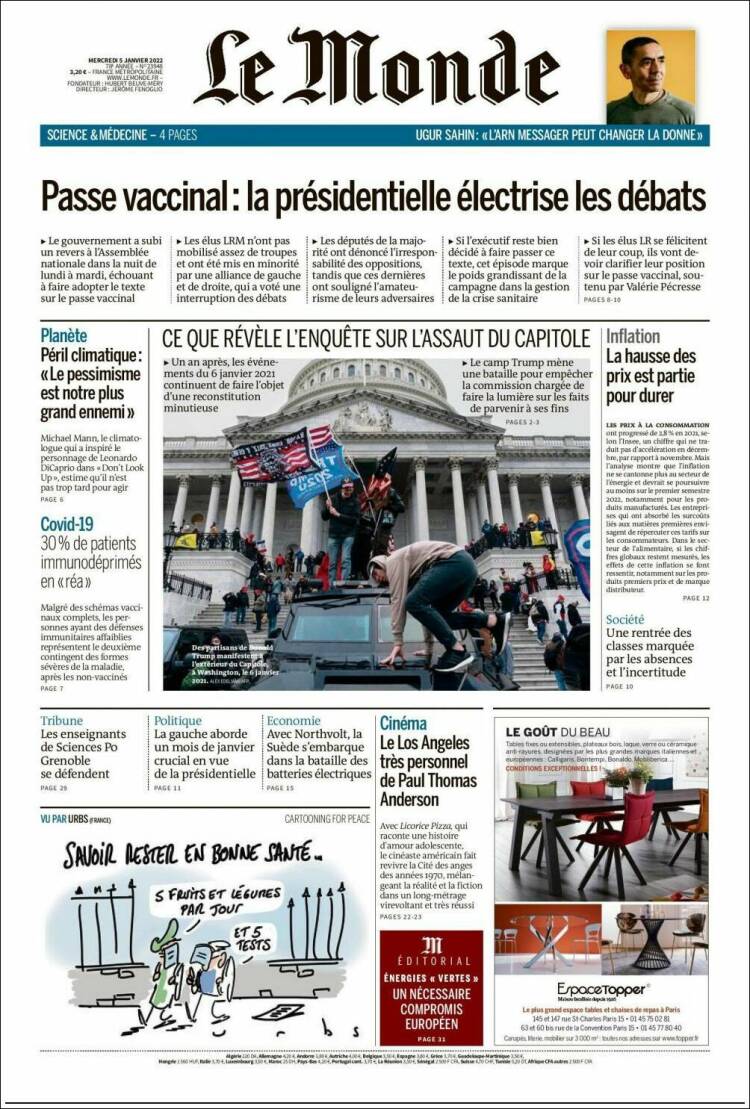 Portada de Le Monde (Francia)