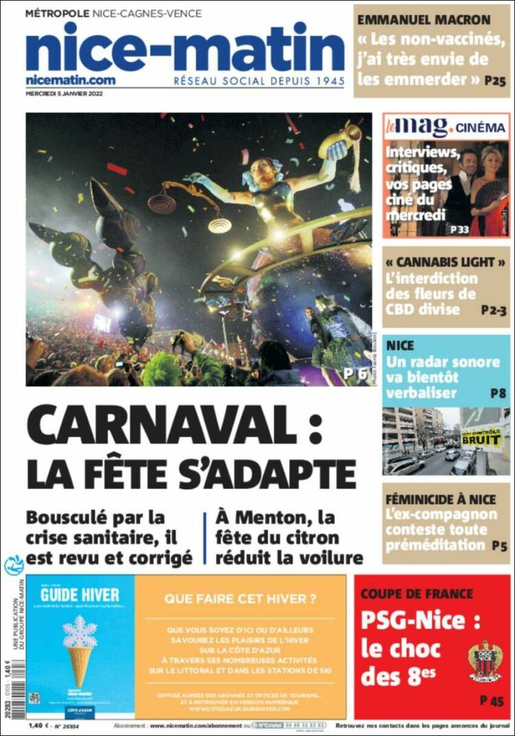 Portada de Nice-Matin (Francia)
