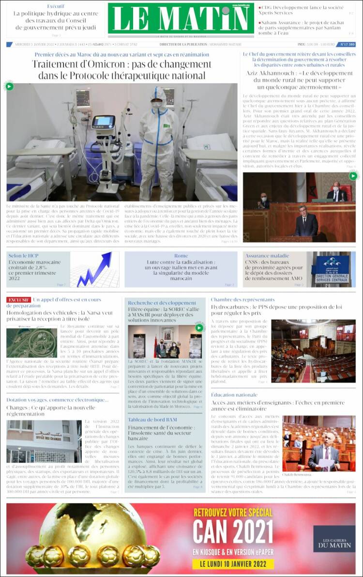 Portada de Le Matin (Marruecos)