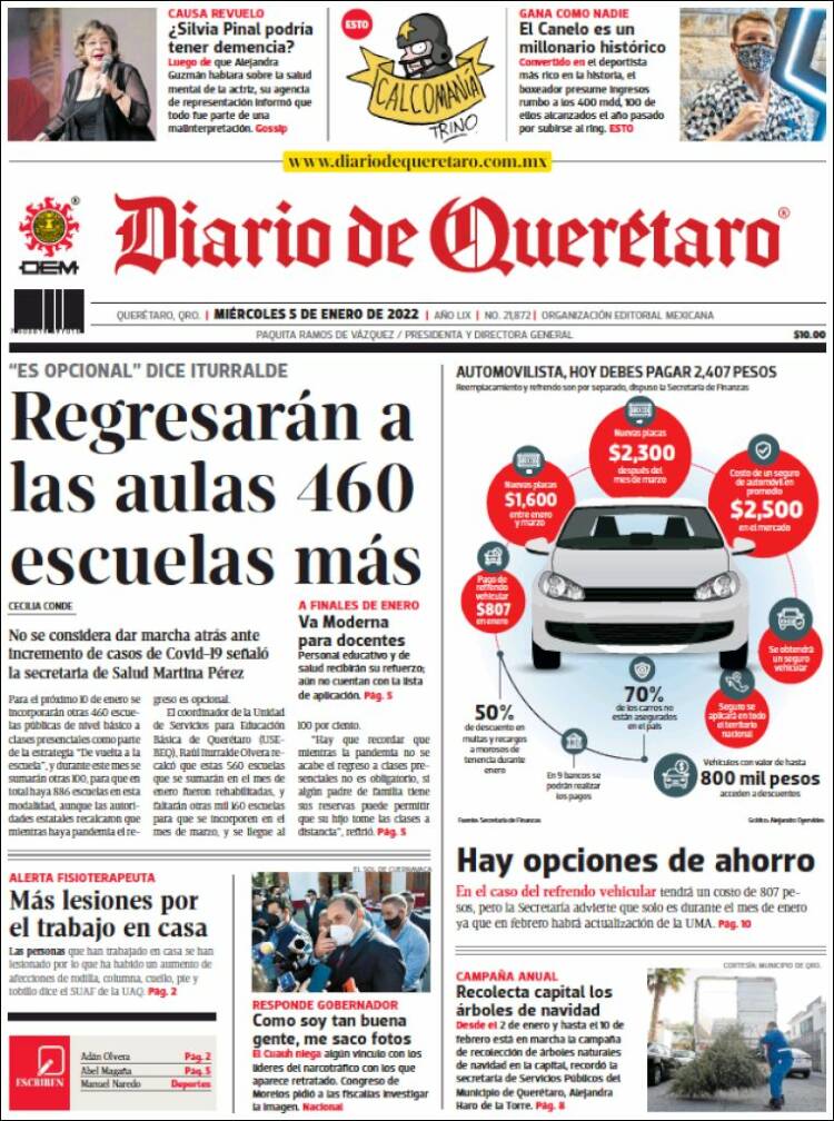 Portada de Diario de Querétaro (M&eacute;xico)
